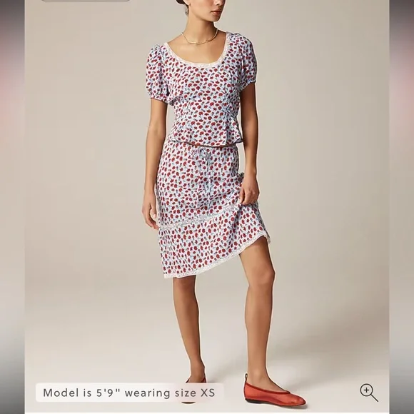 Jcrew X Route  poeme skirt in carnation print size small NWT - Picture 4 of 11